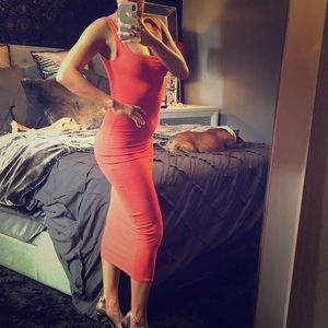 🍑❤️Red Orange Pencil Faux Suede Maxi🍑❤️